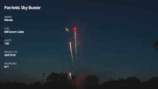 GM1015 Patriotic Sky Buster - 126 shot 500 Gram Cake - Winda Fireworks