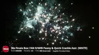 GM433B 36s Finale Box: FAN R/W/B Peony & Quick Crackle Asst - '76 Show Series - Supplier Video