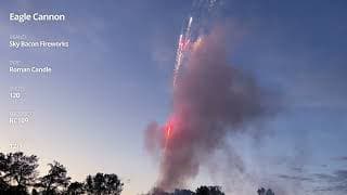 RC109 Eagle Cannon - Roman Candle, 120 shots, Red/White/Blue - Sky Bacon Fireworks