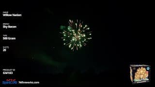 GM183 Willow Nation - 20 shot 500 Gram Cake - Sky Bacon Fireworks