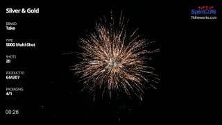 GM207 Silver & Gold - 20 shot 500 Gram Cake - Tako Pyrotechnics