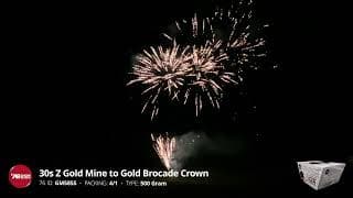 GM585S 30s Z Gold Mine to Gold Brocade Crown - 500 Gram 30 Shot Firework - '76 Show Series