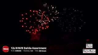 GM643S 12s R/W/B Dahlia Assortment - 500 Gram 12 shot Patriotic Fireworks - '76 Show Series