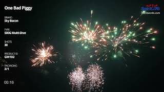 GM102 One Bad Piggy - 30 shot 500 Gram Cake - Sky Bacon Fireworks